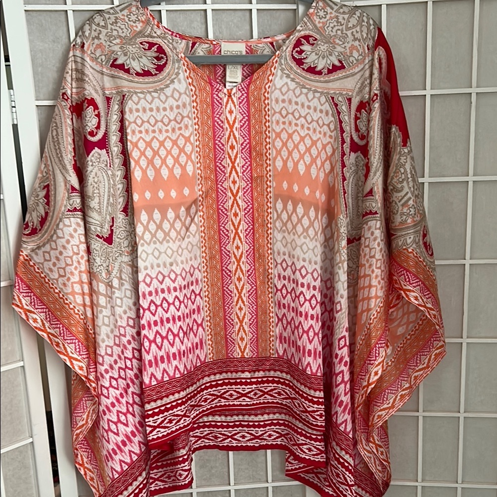 Chico's Cream and White Oversized Tunic